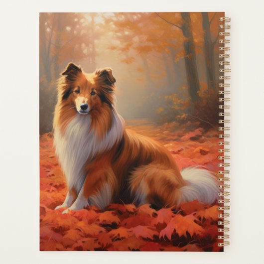 Shetland Sheepdog in herfst laat Herfst inspireren Planner (Achterkant)