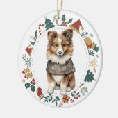 Shetland Sheepdog in Winter Sweater Kerstmis Keramisch Ornament (Links)