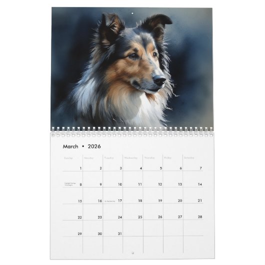 Shetland Sheepdog Kalender, elk jaar Kalender (Mar 2026)