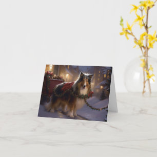 Shetland Sheepdog Kerst Feestelijke Periode Kaart