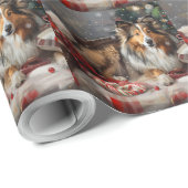 Shetland Sheepdog Kerstfeest Cadeaupapier (Rol Hoek)