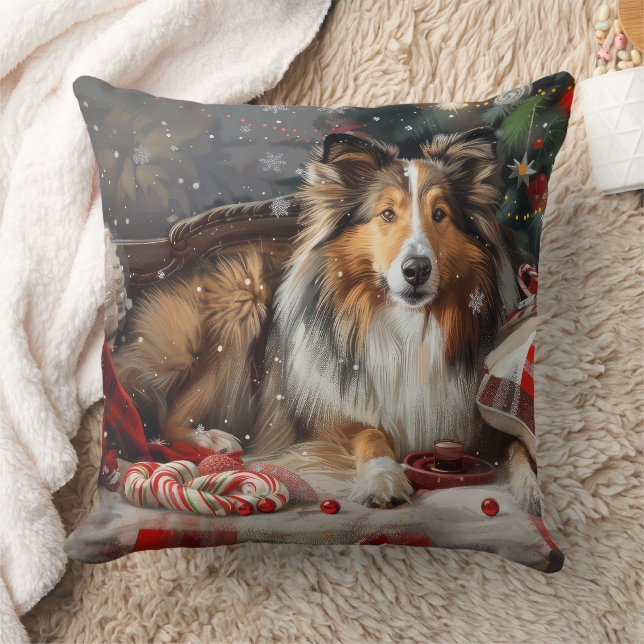 Shetland Sheepdog Kerstfeest Kussen (Deken)