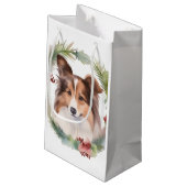 Shetland Sheepdog Kerstkrans feestelijke pup Klein Cadeauzakje (Achterkant Gekanteld)