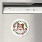 Shetland Sheepdog Kerstkrans feestelijke pup Magneet (Insitu (Vaatwasser))