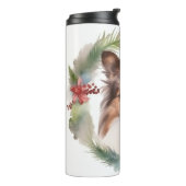 Shetland Sheepdog Kerstkrans feestelijke pup Thermosbeker (Gedraaid links)