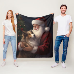 Shetland Sheepdog Kerstman Feestelijke Kerstmis Fleece Deken