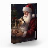 Shetland Sheepdog Kerstman Feestelijke Kerstmis Fotoblokken (Links)
