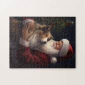 Shetland Sheepdog Kerstman Feestelijke Kerstmis Legpuzzel (Horizontaal)