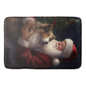 Shetland Sheepdog Kerstman Festive Kerstmis Badmat (Voorkant)