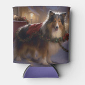 Shetland Sheepdog Kerstmis Feestelijk Seizoen Blikjeskoeler (Voorkant)