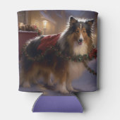Shetland Sheepdog Kerstmis Feestelijk Seizoen Blikjeskoeler (Achterkant)