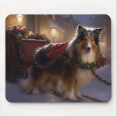 Shetland Sheepdog Kerstmis Feestelijk Seizoen Muismat (Voorkant)