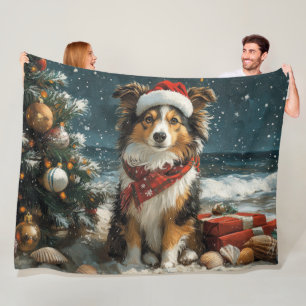 Shetland Sheepdog Kerstmis Vintage Strand Fleece Deken