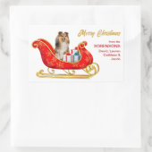 Shetland Sheepdog Kerstsleigh Rechthoekige Sticker (Tas)