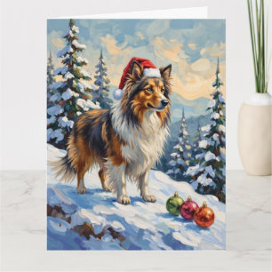 Shetland Sheepdog Kudden Kerst Ornamente Hoed Kaart