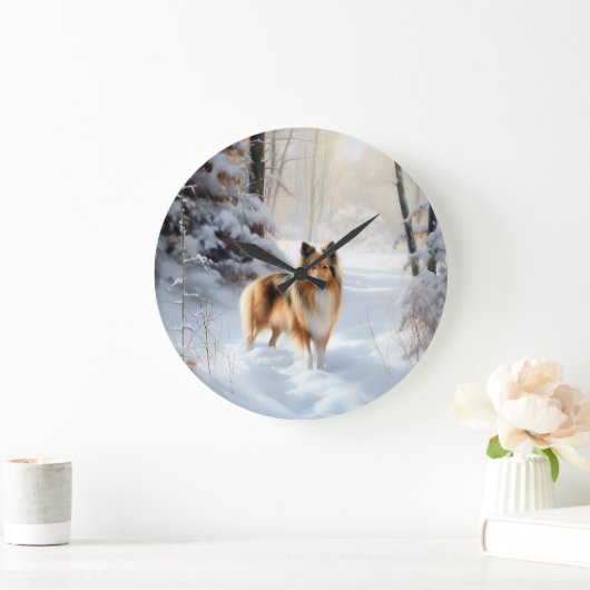 Shetland Sheepdog Laat het sneeuwen Kerstmis Grote Klok (Huis)