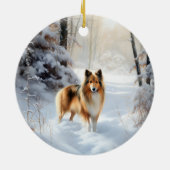 Shetland Sheepdog Laat het sneeuwen Kerstmis Keramisch Ornament (Achterkant)