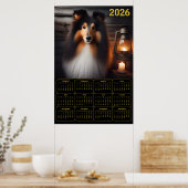 Shetland Sheepdog Lantaarn Gloed Rustieke Hondenka Poster (Keuken)