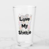 Shetland Sheepdog met bloemen en vlinders Glas (Achterkant)