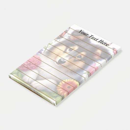 Shetland Sheepdog met bloemen en vlinders Post-it® Notes (Schuin)