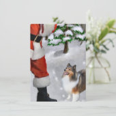 Shetland Sheepdog Ontmoet Kerstmis Kaart (Staand voorkant)