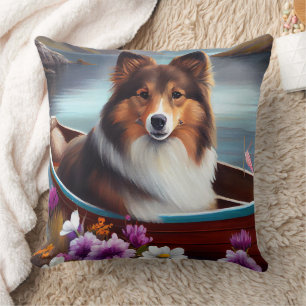 Shetland Sheepdog op een peddel: een Schilderachti Kussen
