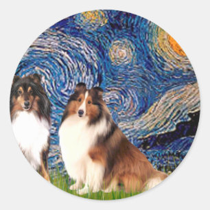 Shetland Sheepdog Paar - Sterrennacht Ronde Sticker