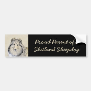 Shetland Sheepdog Painting - Cute Original Dog Art Bumpersticker