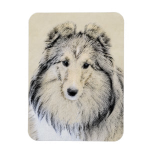 Shetland Sheepdog Painting - Cute Original Dog Art Magneet
