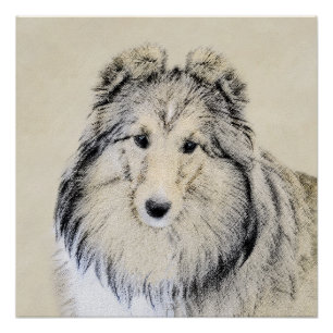 Shetland Sheepdog Painting - Cute Original Dog Art Perfect Poster