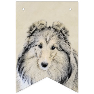 Shetland Sheepdog Painting - Cute Original Dog Art Vlaggetjes