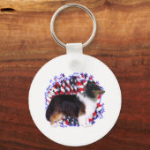 Shetland Sheepdog Patriot Sleutelhanger (Voorkant)