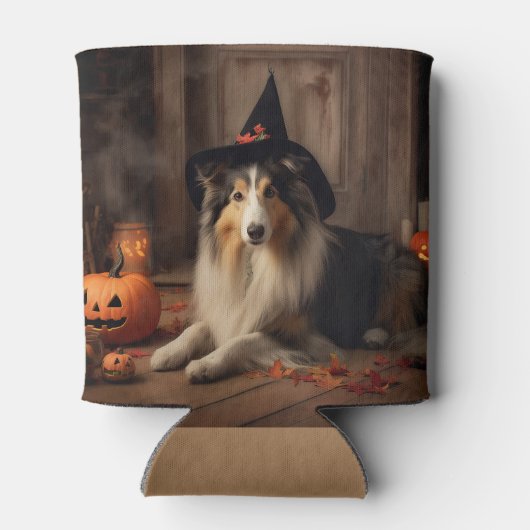 Shetland Sheepdog pompoenen Halloween eng Blikjeskoeler (Achterkant)
