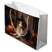 Shetland Sheepdog pompoenen Halloween eng Groot Cadeauzakje (Achterkant Gekanteld)