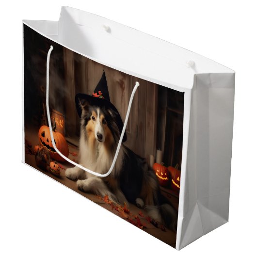 Shetland Sheepdog pompoenen Halloween eng Groot Cadeauzakje (Voorkant Gekanteld)