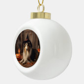Shetland Sheepdog pompoenen Halloween eng Keramische Bal Ornament (Rechts)