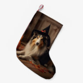 Shetland Sheepdog pompoenen Halloween eng Kleine Kerstsok (Voorkant (Hangend))