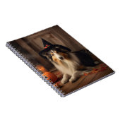 Shetland Sheepdog pompoenen Halloween eng Notitieboek (Rechterzijde)