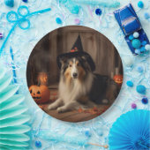 Shetland Sheepdog pompoenen Halloween eng Papieren Bordje (Feest)