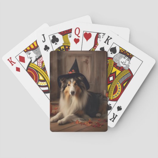 Shetland Sheepdog pompoenen Halloween eng Pokerkaarten (Achterkant)