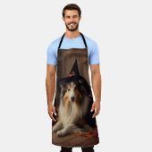 Shetland Sheepdog pompoenen Halloween eng Schort (Gedragen)
