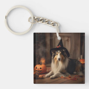Shetland Sheepdog pompoenen Halloween eng Sleutelhanger