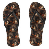 Shetland Sheepdog pompoenen Halloween eng Teenslippers (Voetbed)