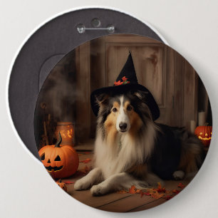Shetland Sheepdog Pompoenen Halloween Griezelen Ronde Button 6,0 Cm