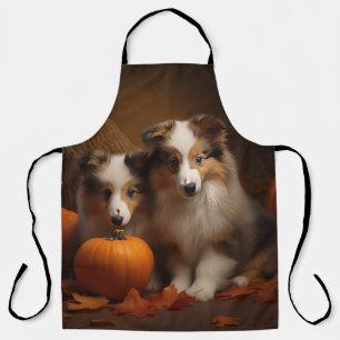 Shetland Sheepdog Puppy Herfst Plezier Pompoen Schort