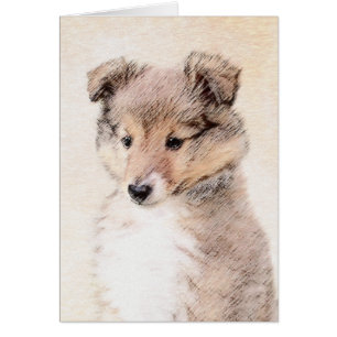 Shetland Sheepdog Puppy Pap Painting Original Dog 