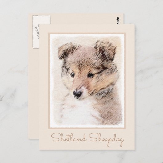 Shetland Sheepdog Puppy Pap Painting Original Dog  Briefkaart (Voorkant / Achterkant)