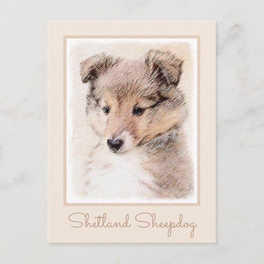 Shetland Sheepdog Puppy Pap Painting Original Dog  Briefkaart (Voorkant)