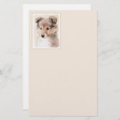 Shetland Sheepdog Puppy Pap Painting Original Dog  Briefpapier (Voorkant / Achterkant)