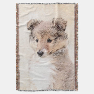 Shetland Sheepdog Puppy Pap Painting Original Dog Deken